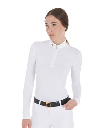 Polo Donna da Concorso bianca Slim Fit manica lunga